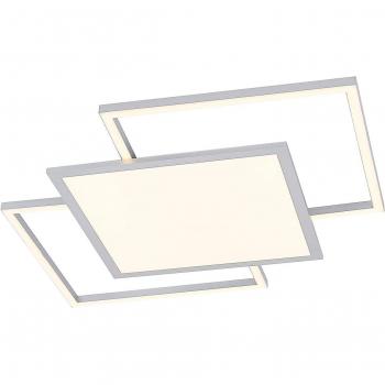 Plafón LED cuadrado Lucande Ciaran, moderno, gris, metal, 1 lámpara, para salón y comedor, con cambio de temperatura de color (CCT)