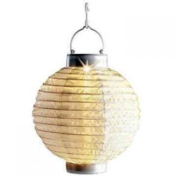 Lámpara Solar LED Redonda Blanca 20 cm - Energía Solar