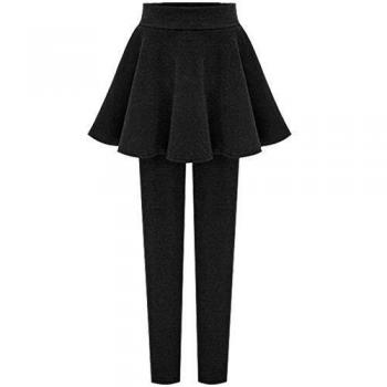 Hezeisoar Falda Pantalones para Mujer Pantalones elásticos Leggings Grueso Más Terciopelo Pantalones Falda para Mujer 2 in 1 Leggings con Falda