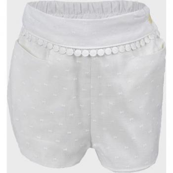Shorts de bebé niña crudo de algodón con bolsillos y cintura elástica