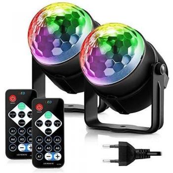 FIMEI Luces Discoteca 2 PCS, Bola Discoteca Activadas por Sonido con Control Remoto Luces de Fiesta 7 Colores RGB Mágica Iluminación de Efecto para KTV Navidad Fiesta Boda Discoteca DJ