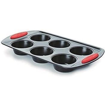 Lacor - 68754 - Molde Muffin 6 cavidades en Acero con Silicona 7x3cm - Negro