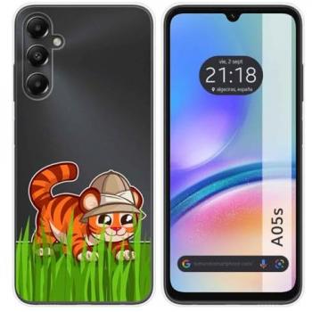 Funda de Silicona Transparente para Samsung Galaxy A05s con Diseño de Tigre