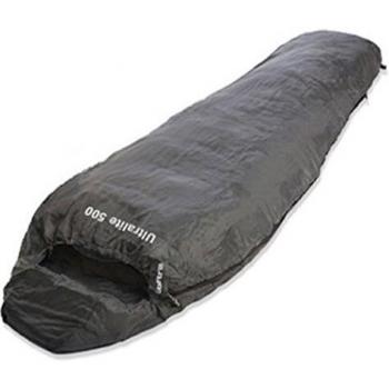 Loftra Schlafsack Ultralite 500 - Saco de dormir momia para acampada, color gris, talla 205 x 75 x 50 cm