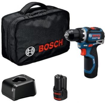 Taladro/atornillador inalámbrico Bosch GSR 12V-32 con control de retroceso, motor brushless, 2 baterías de 2.0 Ah y bolsa de herramientas