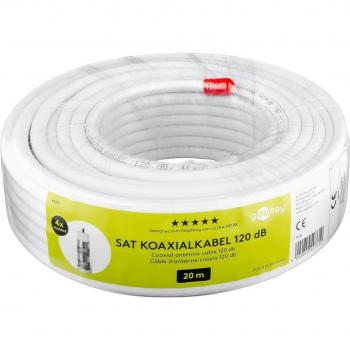 Cable coaxial para satélite Goobay 120 dB, 4x apantallado, 20 m, color blanco, CCS