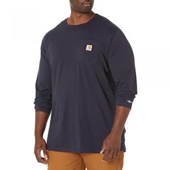 Camisa de manga larga Carhartt Force Flex Pocket para hombre, color azul marino, talla S, ajuste relajado, peso medio