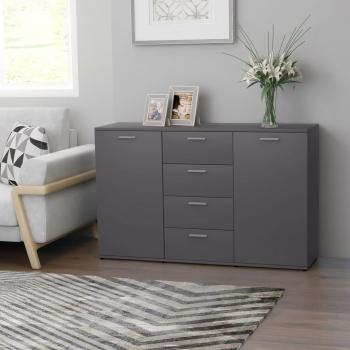 Aparador de Madera Contrachapada Gris 120x35,5x75 cm - Mueble de Almacenaje Moderno para Salón, Buffet y Armario Auxiliar