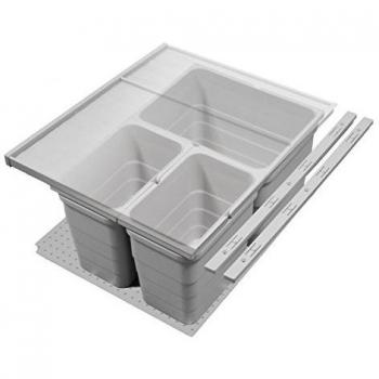 Ronin Furniture Fittings® Ninka eins2vier de manteles individuales con cubo Altura 311 mm Cubos de basura, 450ER Cuerpo ancho - 500 profundidad cajón - Aluminio Gris con Servo Drive ni.124.455019sd