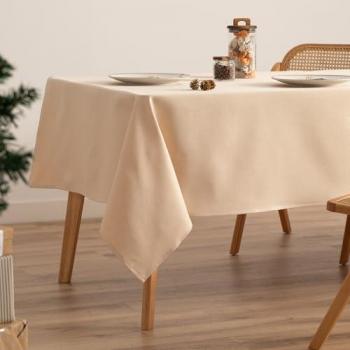 Mantel Navidad Rectangular Algodón Jacquard Liso Naranja y Oro 140x300 cm