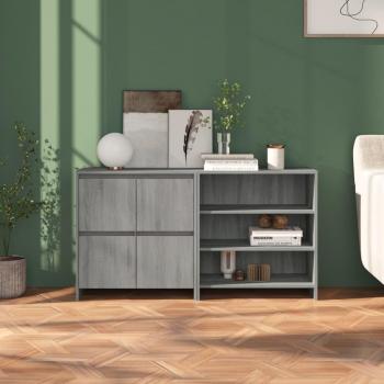 Aparador de 2 piezas de madera manufacturada gris Sonoma