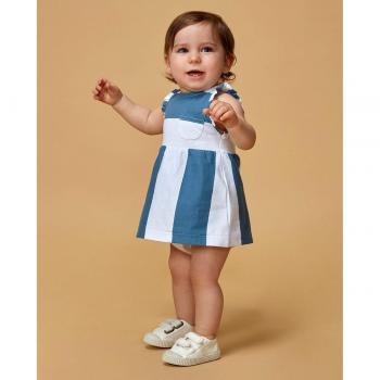 Vestido rayas azul claro para niña bebé