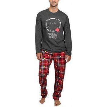 Smiley Pijama Manga Larga Punk para Hombre, Color Marengo Jaspe, Talla XXL