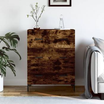 Aparador de madera de ingeniería 69,5x34x90 cm en color roble ahumado, mueble de almacenaje para salón, buffet y armario auxiliar