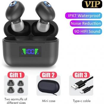 Auriculares TWS Bluetooth 5.1 Deportivos Inalámbricos Impermeables con Pantalla LED para Videojuegos, Estéreo de Graves HIFI y Micrófono