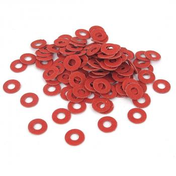 SOURCING MAP sourcingmap® 100pcs 3mmx7mmx0.5mm de fibra aislante Placa base del cojín de fijación arandelas rojas