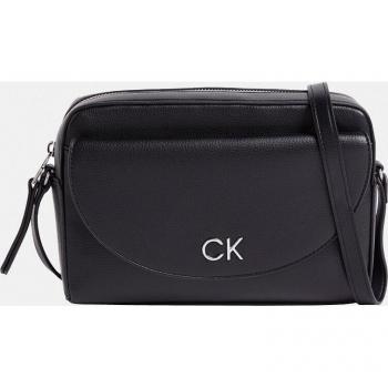 Calvin Klein Small Crossbody Bag with Metal Logo - Black PU Leather