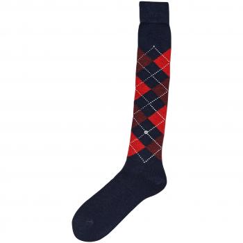 Burlington Men's Preston Soft Acrylic Knee High Socks, Navy/Red, Size 6.5-11 (1 Pair)