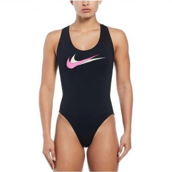 Bañador de natación Nike Swim Multi Logo mujer negro puro rosa M