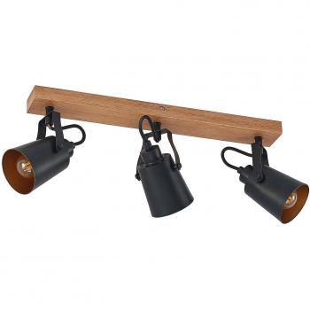 Foco de techo Lindby Kimban moderno de madera marrón con 3 luces E14 para salón y comedor