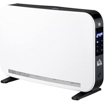 HOMCOM Calefactor Eléctrico 1830-2180W con Termostato y Temporizador, Pantalla Táctil LED, para Espacios de 12-18 m², Blanco