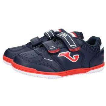 Zapatillas de Fútbol Sala JOMA Top Flex para niño en color marino-rojo, con doble velcro y plantilla de piel, talla 29 EU