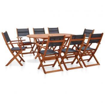 9-Piece Outdoor Dining Set Solid Eucalyptus Wood and Textilene