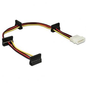 Cable de Alimentación Molex 4 Pines a 4 x SATA 15 Pines - 0.4 m