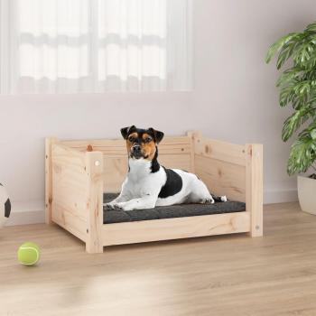 Cama para Perros de Madera Maciza de Pino 55,5x45,5x28 cm Color Natural, Blanco y Gris