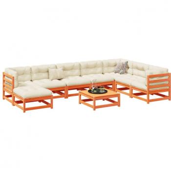 vidaXL 9 Piece Garden Sofa Set Wax Brown Solid Wood Pine