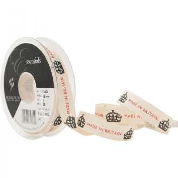 Cinta Made in Britain Berisfords de 15 mm, color blanco natural