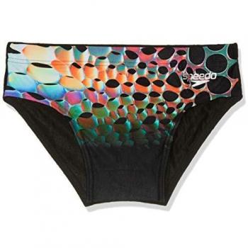 Speedo Placement Digital 7cm Brief Am Bañador, Hombre, Black/Psycho Red/Pure Yellow, 32