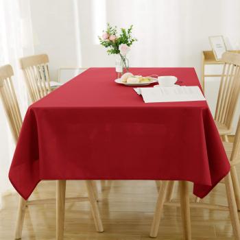 Deconovo Manteles de Mesa Rectangular Efecto Lino 132 x 229 cm Rojo
