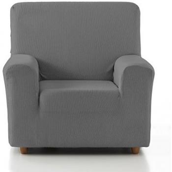 Funda de Sofá Elástica Adaptable Modelo Rústica Gris 1 Plaza - Protector Antimanchas Lavable y Transpirable