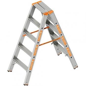 Escalera de Aluminio Plegable de 5 Peldaños, Doble Acceso, Ancho 80 mm, Longitud 1.25 m