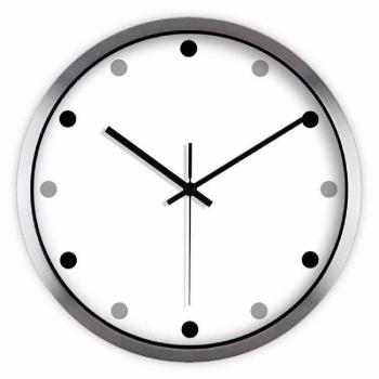 KHSKX Reloj de pared silencioso, reloj de cuarzo de escala de forma sencilla, salón tradicional blanco y negro metal relojes, relojes, 12 pulgadas,Plata