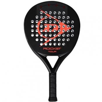 Pala de Pádel Dunlop Rocket Tour, color rojo, características: forma lágrima, balance medio, núcleo de goma EVA, superficie de fibra de vidrio, diseño atractivo y ligero