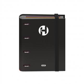 DOHE Serie Icon Carpeta de 4 Anillas Formato A5 con Recambio de 100 Hojas Cuadrícula 5mm - Negro