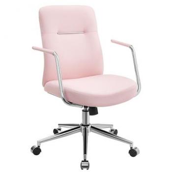 Silla de Oficina Giratoria Ergonómica Rosa Pastel, Altura Ajustable, Superficie PU Fácil de Limpiar, Capacidad 150 kg