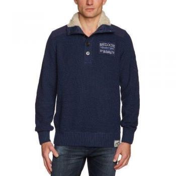 Tom Tailor - Jersey con cuello de polo de manga larga para hombre, talla 39, color azul