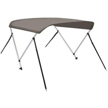 Toldo Bimini de 2 Arcos Gris 150x120x110 cm, Capota Impermeable para Barco con Paredes Laterales, Protección contra Granizo, Lluvia y UV