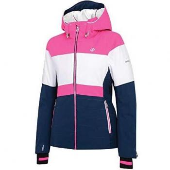 Dare 2b Avowal Waterproof & Breathable High Loft Insulated Technical Ski & Snowboard Jacket with Detachable Snowskirt and Wire Peaked Hood Chaquetas aislantes Impermeables, Mujer, Blue Wing/White, 18