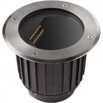 Foco empotrable de suelo Gea LED 24W, acero inoxidable y vidrio, 22 cm
