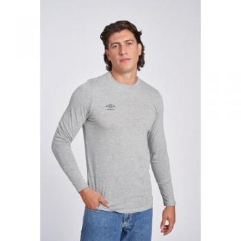 Camiseta de Manga Larga Hombre Umbro SMALL LOGO LS TEE 65775U B43 Gris Talla S