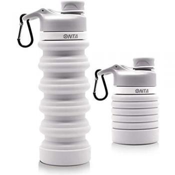 ONTA Botella De Agua Plegable-Botella De Agua Plegable De Silicona Libre De BPA Para Viajes,Aprobada Por La FDA,Botella De Agua Portátil De Silicona De Grado Alimenticio a Prueba De Fugas Para Viajes