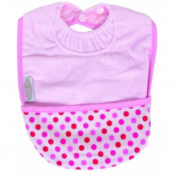 Babero con Bolsillo Silly Billyz Rosa Lunares Personalizado