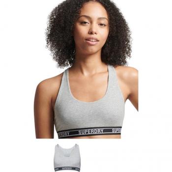Superdry Sujetador Multi Logo Crop Lette Grey (42)