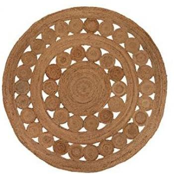 Alfombra Yute Natural 220x220 cm - Decoración Hogar Resistente y Fácil Limpieza