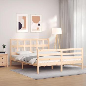Cama de madera maciza con cabecero 160x200 cm