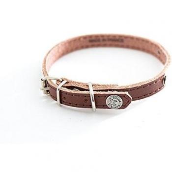 Collar para perro acolchado de cuero con placa 16mm x 40cm Marrón Martin Sellier